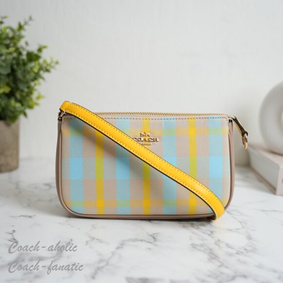 NWT Coach CBK65 Nolita 19 With Plaid Print in Bright Maize - Picture 1 of 9